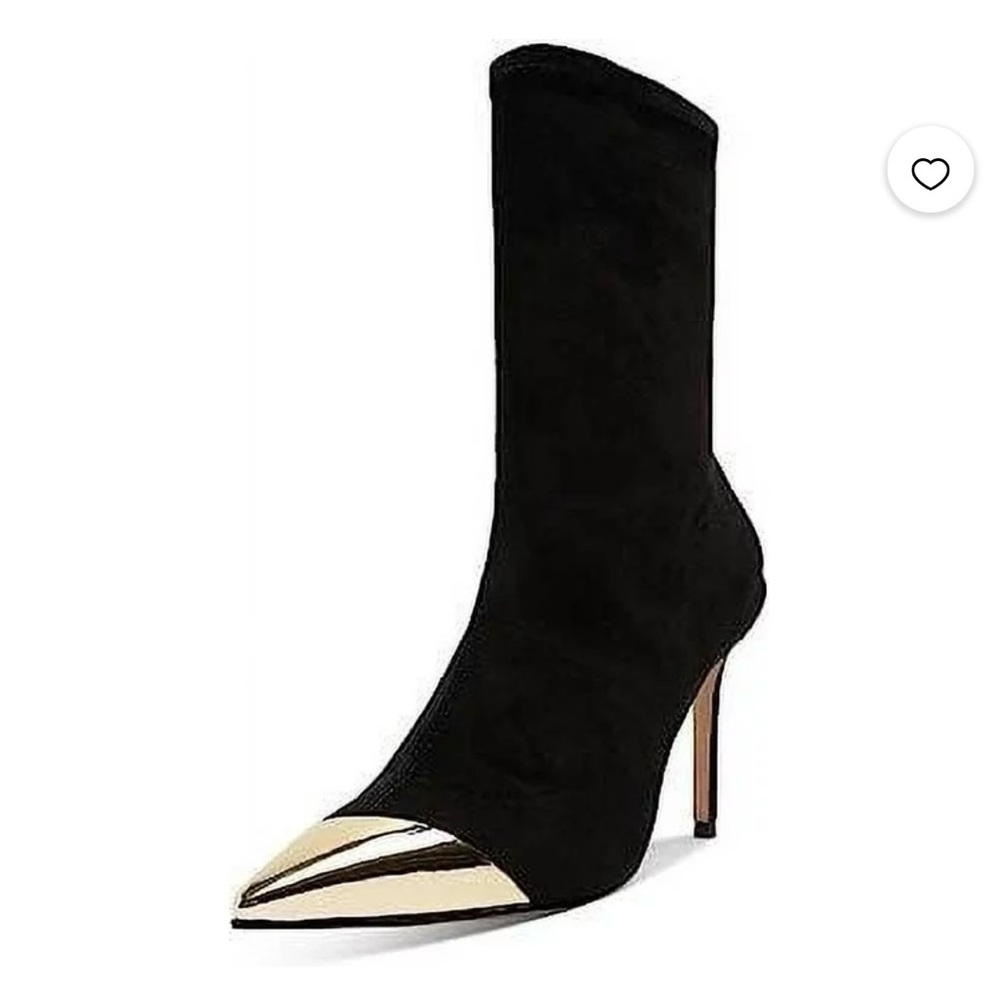 Schutz Luh Stretch Bootie With Gold Pointed Toe. Size 7.5